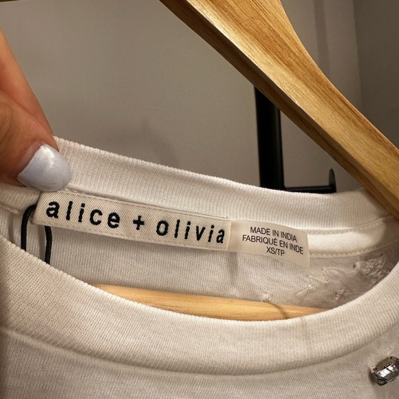 alice + olivia white and silver diamanté sleeveless crop top - Picture 4 of 4
